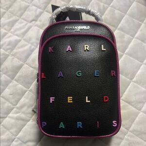 Karl Lagerfeld Black Backpack with Multicolor Accents